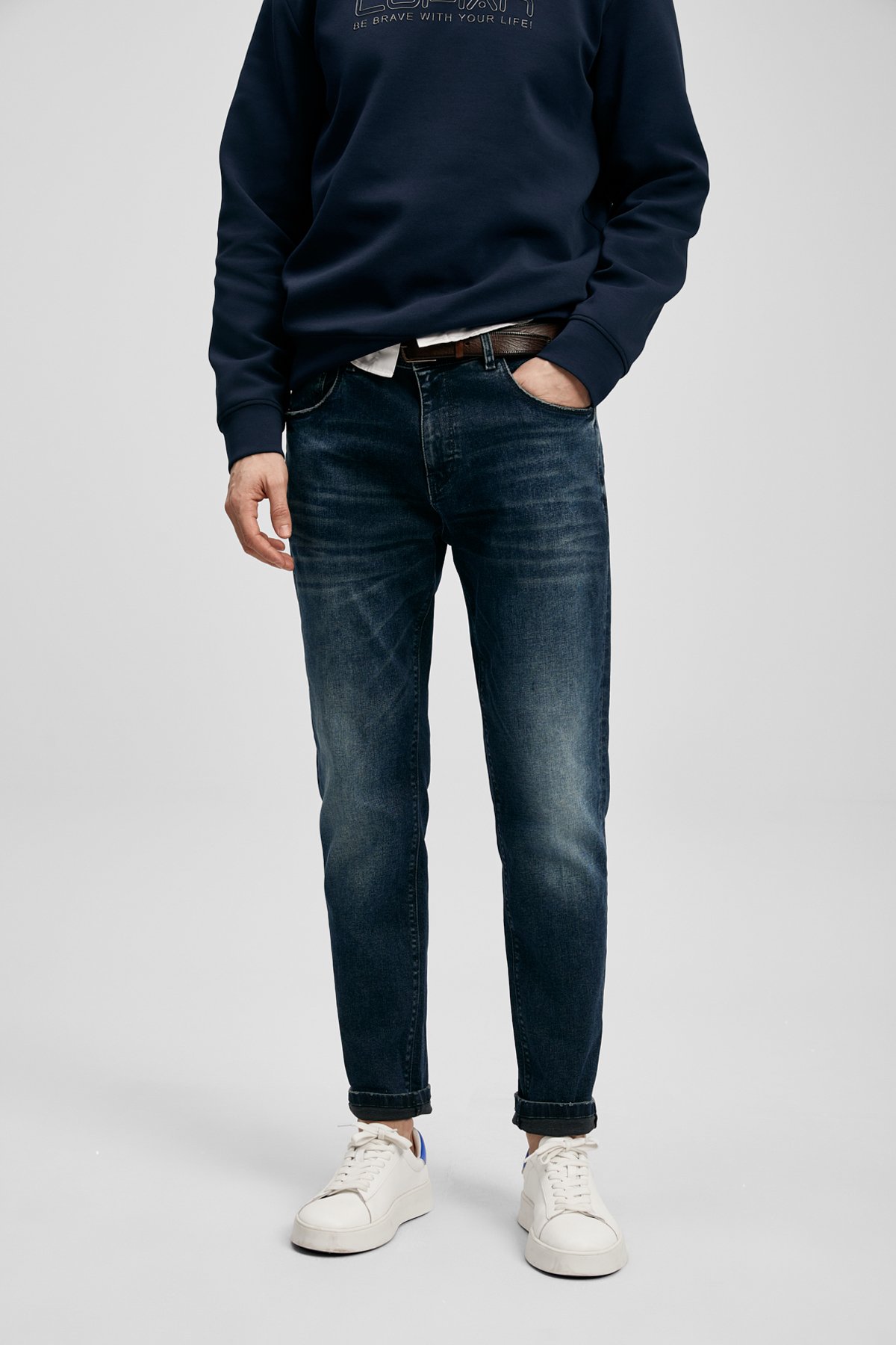 Benedıc Schicke Jeans Herrenhosen Slim Fit Dunkelblau - LUFIAN