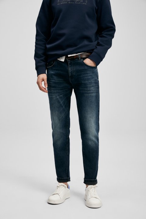 Benedıc Schicke Jeans Herrenhosen Slim Fit Dunkelblau - LUFIAN