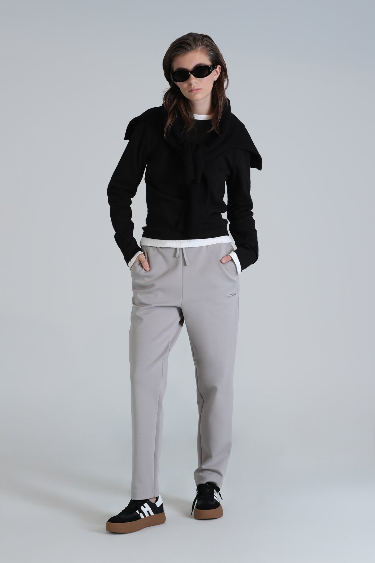 Amber Gestrickte Damen-Jogginghosen beige - LUFIAN