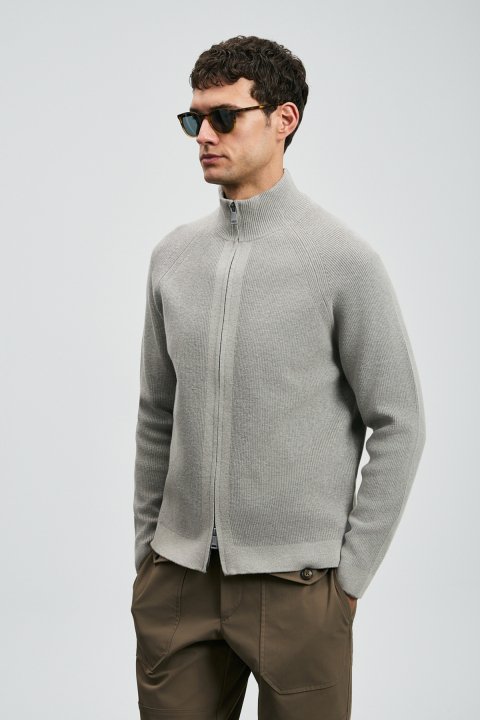 Amber Herren-Cardigan Nerz - LUFIAN
