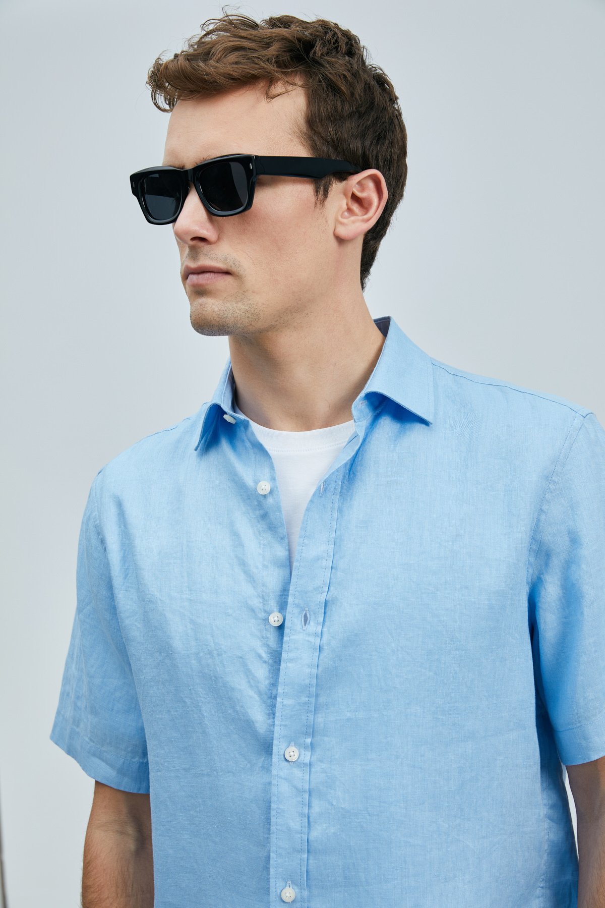 Bert Herren-Basic-Shirt Comfort Fit Blau - LUFIAN