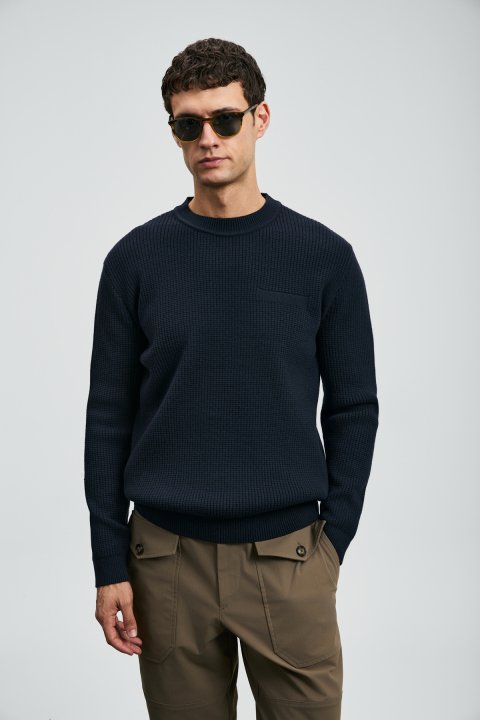 Blend Herrenpullover Marineblau - LUFIAN