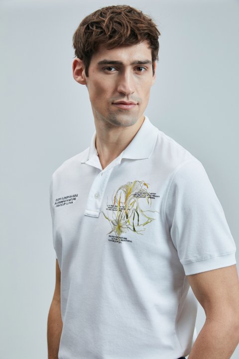 Bloom Schickes Herren-Polo-T-Shirt in Off-White - LUFIAN