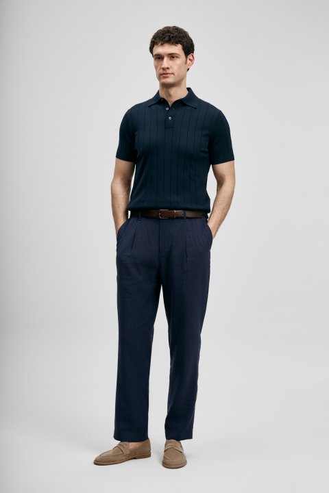 Bold Herren-Baumwollpullover in dunklem Marineblau - LUFIAN