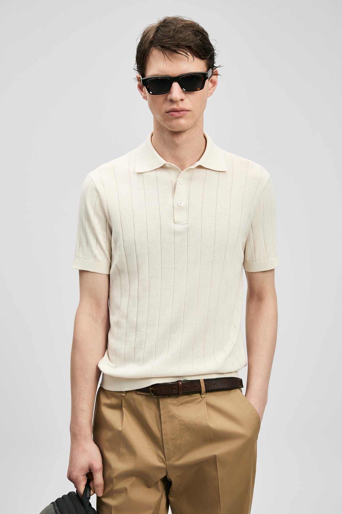 Bold Herren-Baumwollpullover in Off-White - LUFIAN