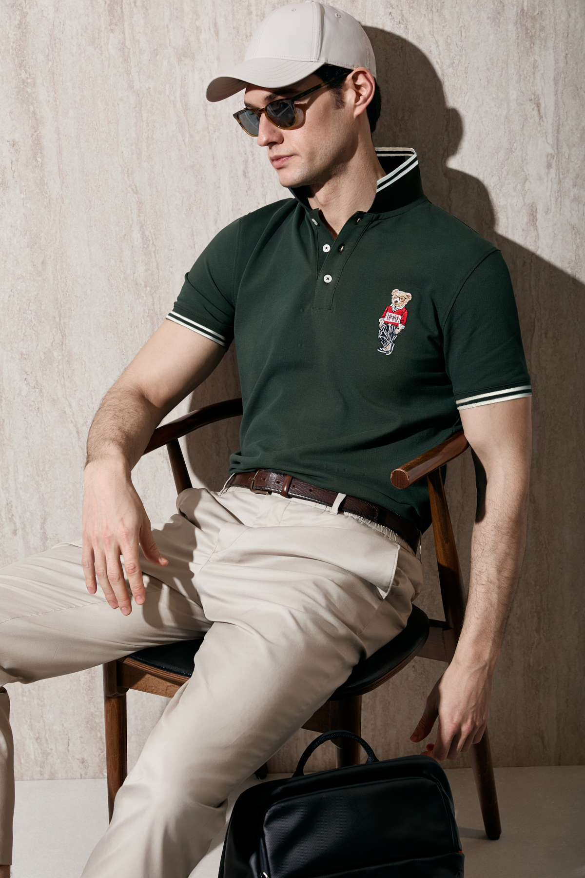 Brady Smart Men's Polo T-Shirt Khaki - LUFIAN