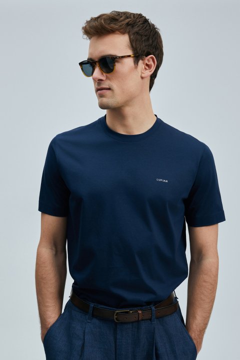 Bran Modernes Grafik-T-Shirt in Marineblau - LUFIAN