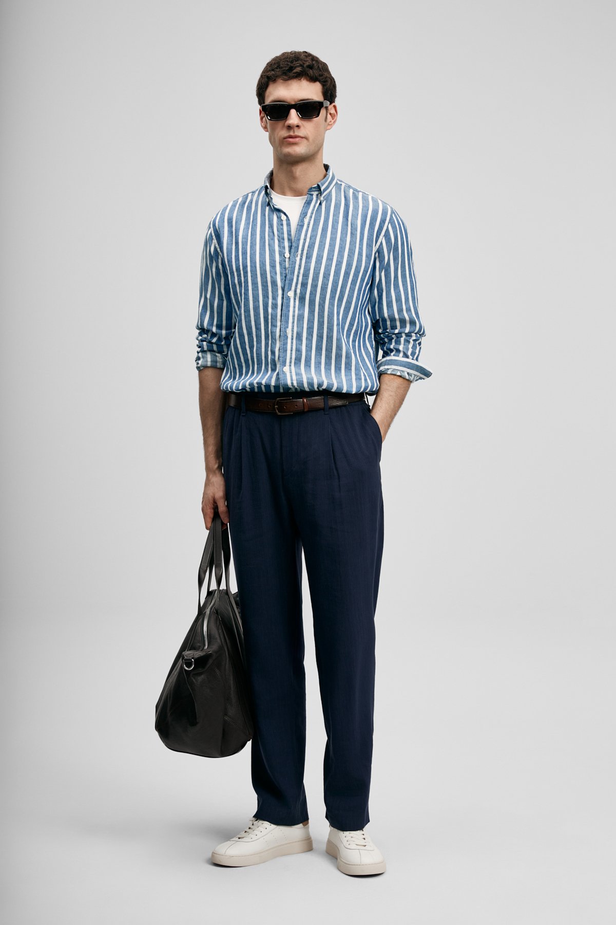 Kamer Herren-Basic-Hemd Regular Fit Blue - LUFIAN