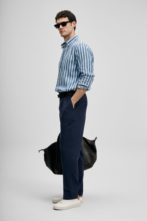 Kamer Herren-Basic-Hemd Regular Fit Blue - LUFIAN