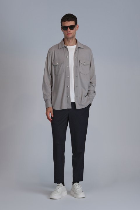 Cameron Herren Basic Shirt Slim Fit Beige - LUFIAN