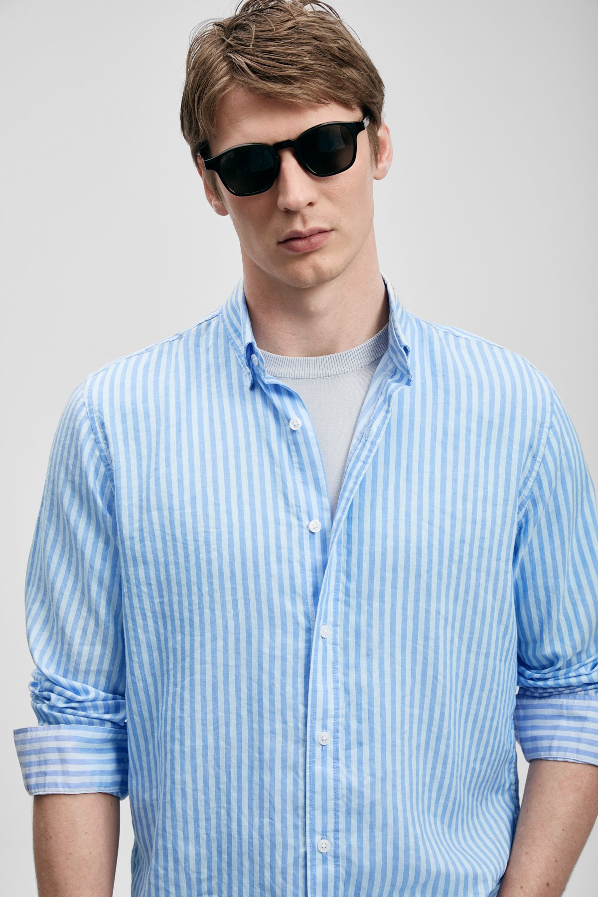 Camon Herren-Basic-Hemd Regular Fit Blue - LUFIAN