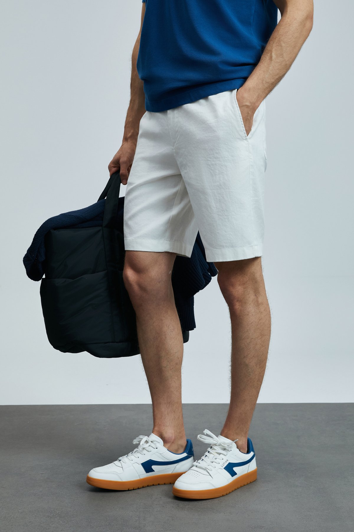 Peler Sports Herren-Chino-Shorts Slim Fit Weiß - LUFIAN