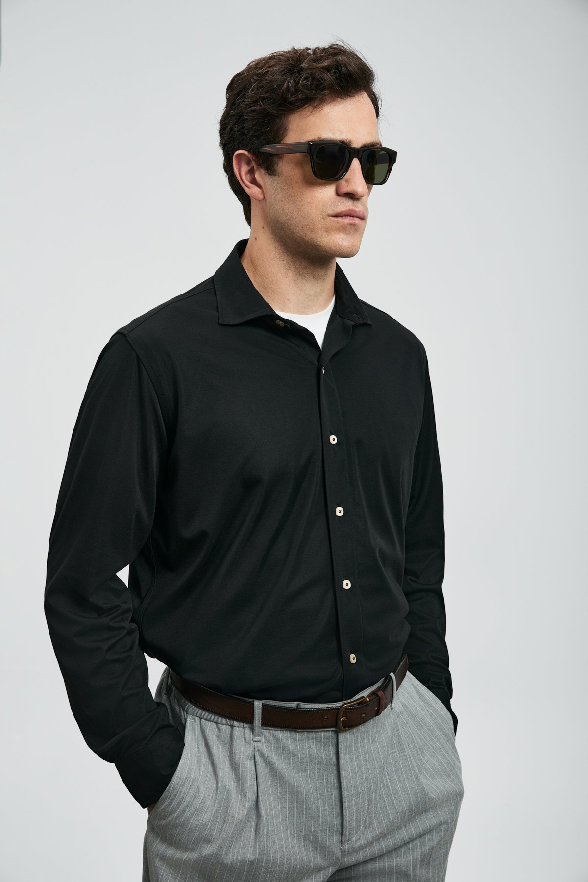 Carl Herren-Basic-Hemd Regular Fit Schwarz - LUFIAN