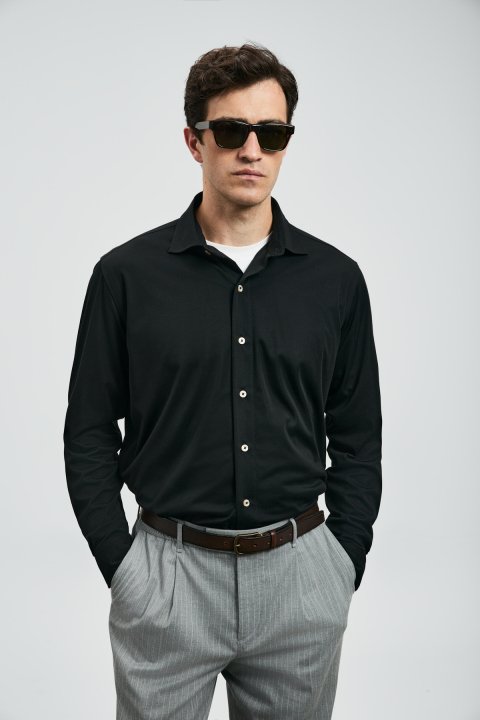 Carl Herren-Basic-Hemd Regular Fit Schwarz - LUFIAN