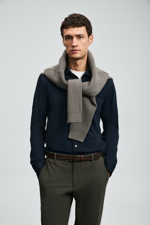 Carl Herren-Basic-Hemd Regular Fit Marineblau - LUFIAN (1)