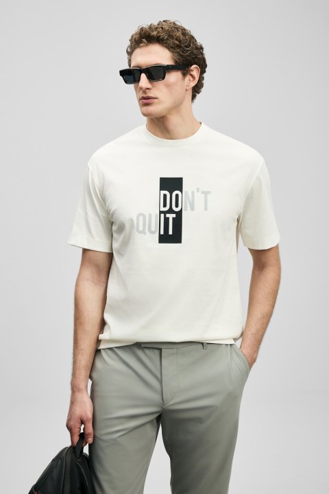 Carl Modernes Grafik-T-Shirt in Off-White - LUFIAN