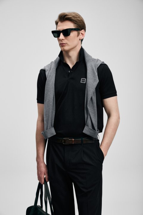 Carter Schickes Herren-Polo-T-Shirt Schwarz - LUFIAN