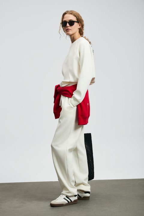 Cessıe Gestrickte Frauen-Jogginghosen in Off-White - LUFIAN