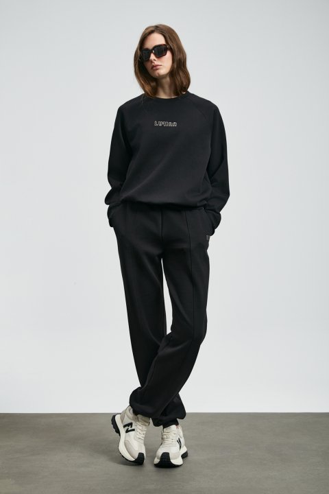 Cessıe Gestrickte Damen-Jogginghosen Schwarz - LUFIAN