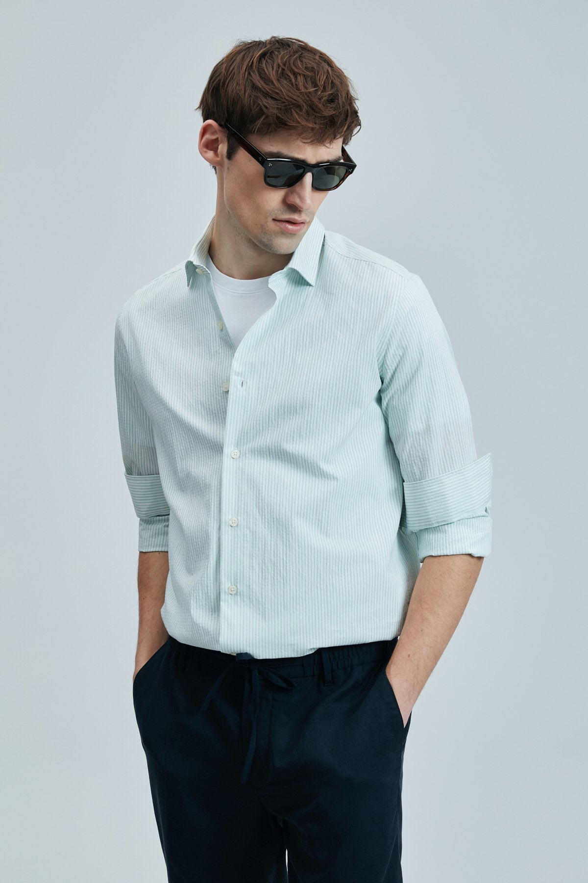 Charles Herren Basic Shirt Regular Fit Grün - LUFIAN (1)