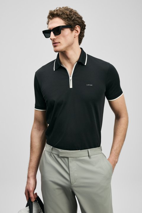Chase Schickes Herren-Polo-T-Shirt Schwarz - LUFIAN