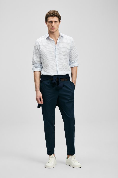 Chrıs Herren-Basic-Hemd Regular Fit Blue - LUFIAN