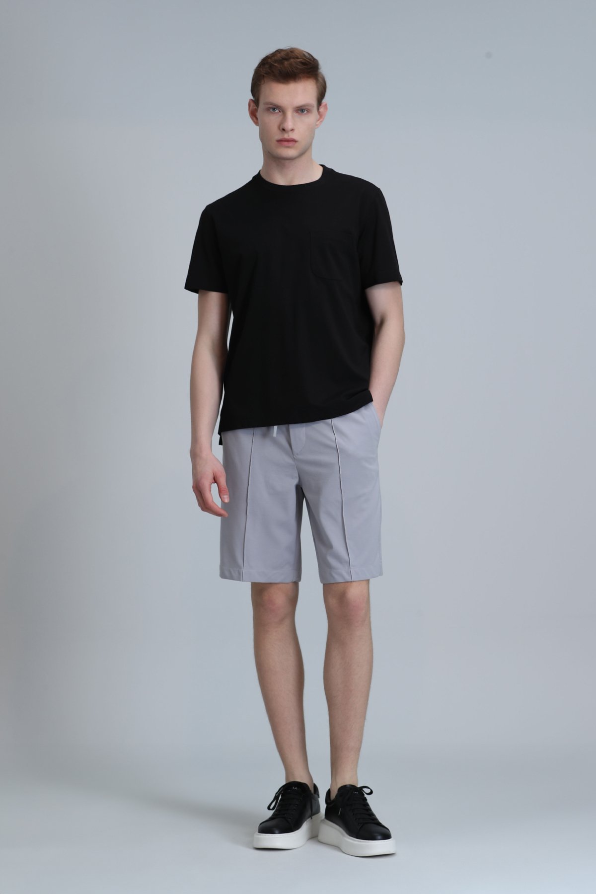 Chrıs Sportliche Herren-Chino-Shorts Slim Fit Grau - LUFIAN