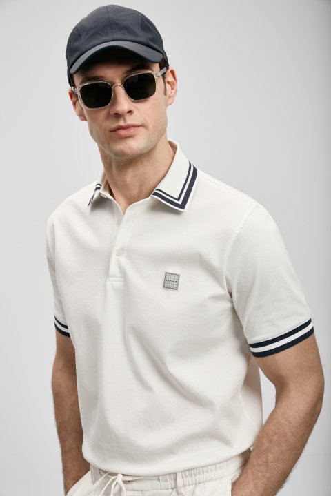 Cole Schickes Herren-Polo-T-Shirt in Off-White - LUFIAN