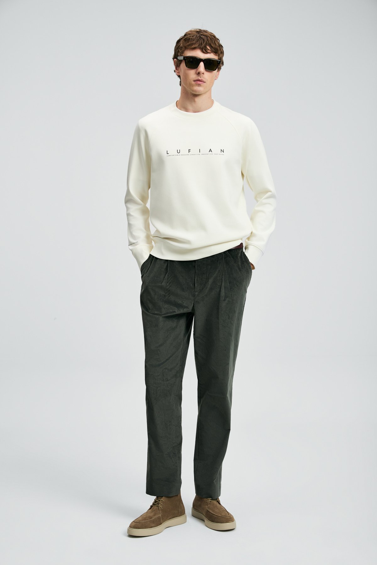 Cooper Herren-Sweatshirt in Off-White - LUFIAN