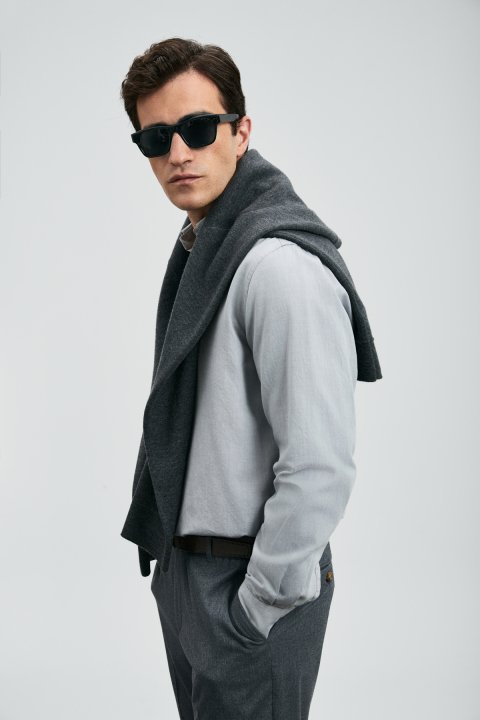 Danıel Herren-Basic-Hemd Regular Fit Hellgrau - LUFIAN