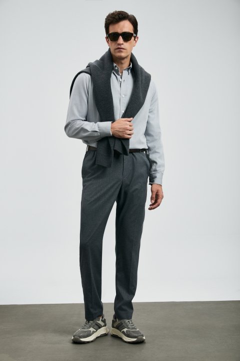 Danıel Herren-Basic-Hemd Regular Fit Hellgrau - LUFIAN