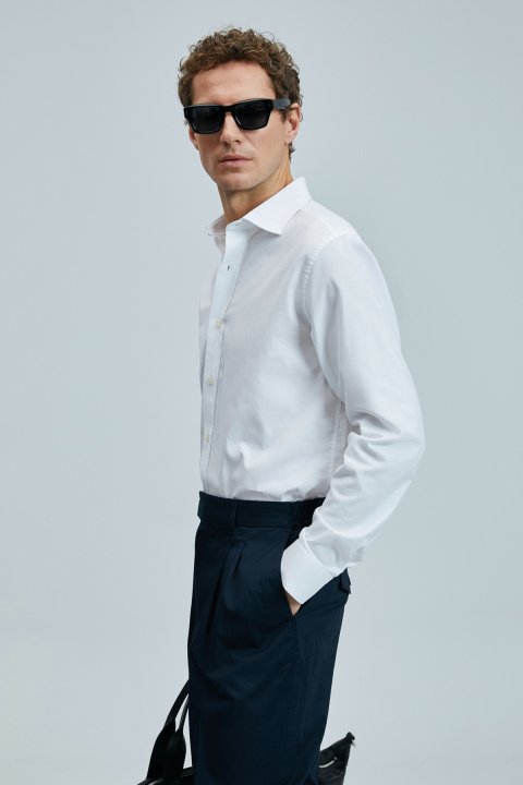 Danıel Herren-Basic-Hemd Regular Fit Weiß - LUFIAN