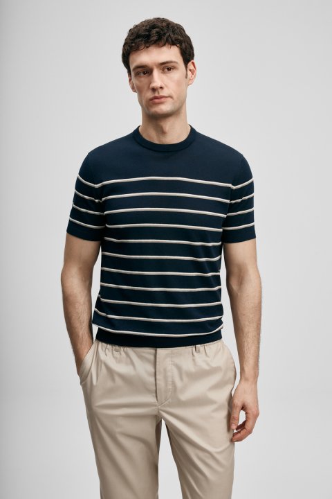 Danıel Herren-Baumwollpullover in dunklem Marineblau - LUFIAN