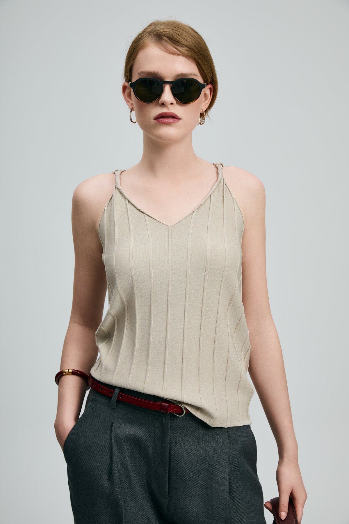 Darla Damen-Strickunterhemd Beige - LUFIAN