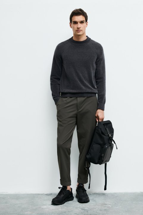 Darwin Chenille-Rundhals-Strickpullover Grau - LUFIAN