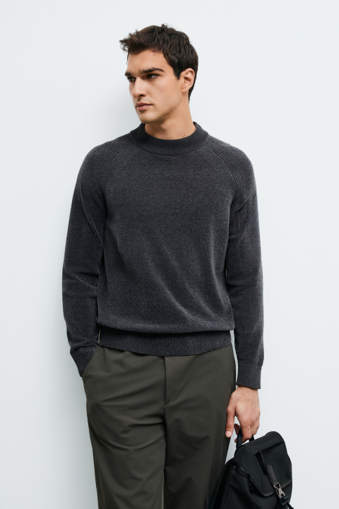 Darwin Chenille-Rundhals-Strickpullover Grau - LUFIAN