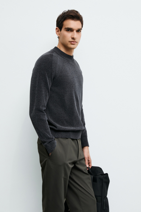 Darwin Chenille-Rundhals-Strickpullover Grau - LUFIAN