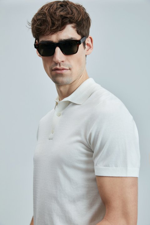 Derek Herrenpullover mit Seidenmischung in Off-White - LUFIAN