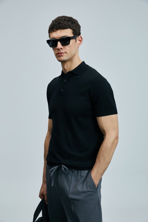 Derek Herren Seiden-Blend-Pullover Schwarz - LUFIAN