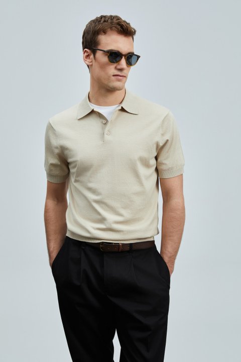 Derek Beige Pullover aus Seidenmischung für Männer - LUFIAN