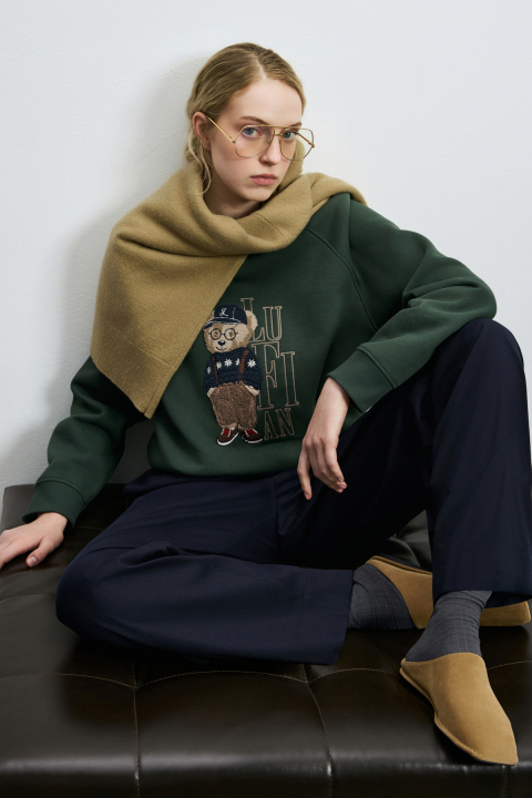 Diamond Damen-Sweatshirt aus Strickstoff Grasgrün - LUFIAN
