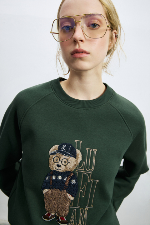 Diamond Damen-Sweatshirt aus Strickstoff Grasgrün - LUFIAN