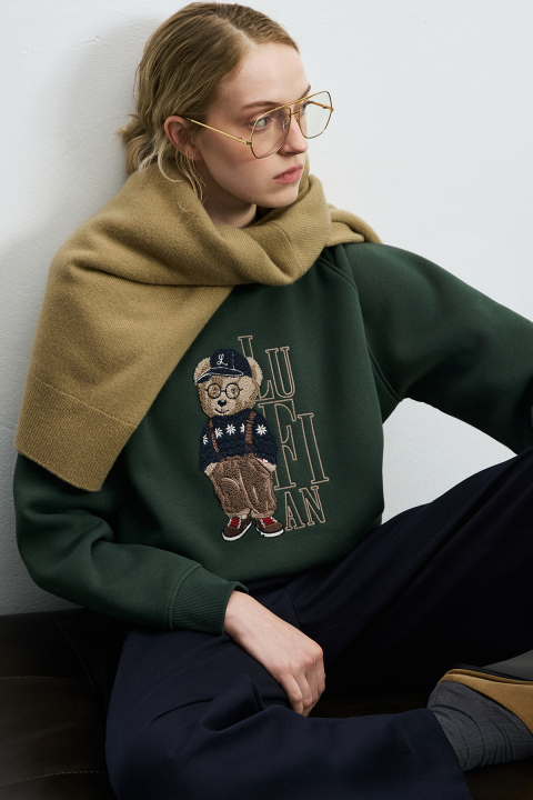 Diamond Damen-Sweatshirt aus Strickstoff Grasgrün - LUFIAN