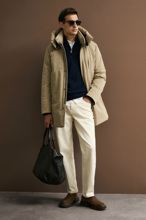 Goose Feather Male Coat Beıge - Lufian