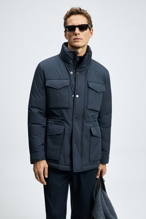 Edgar Goose Feather Male Coat Navy - Lufian