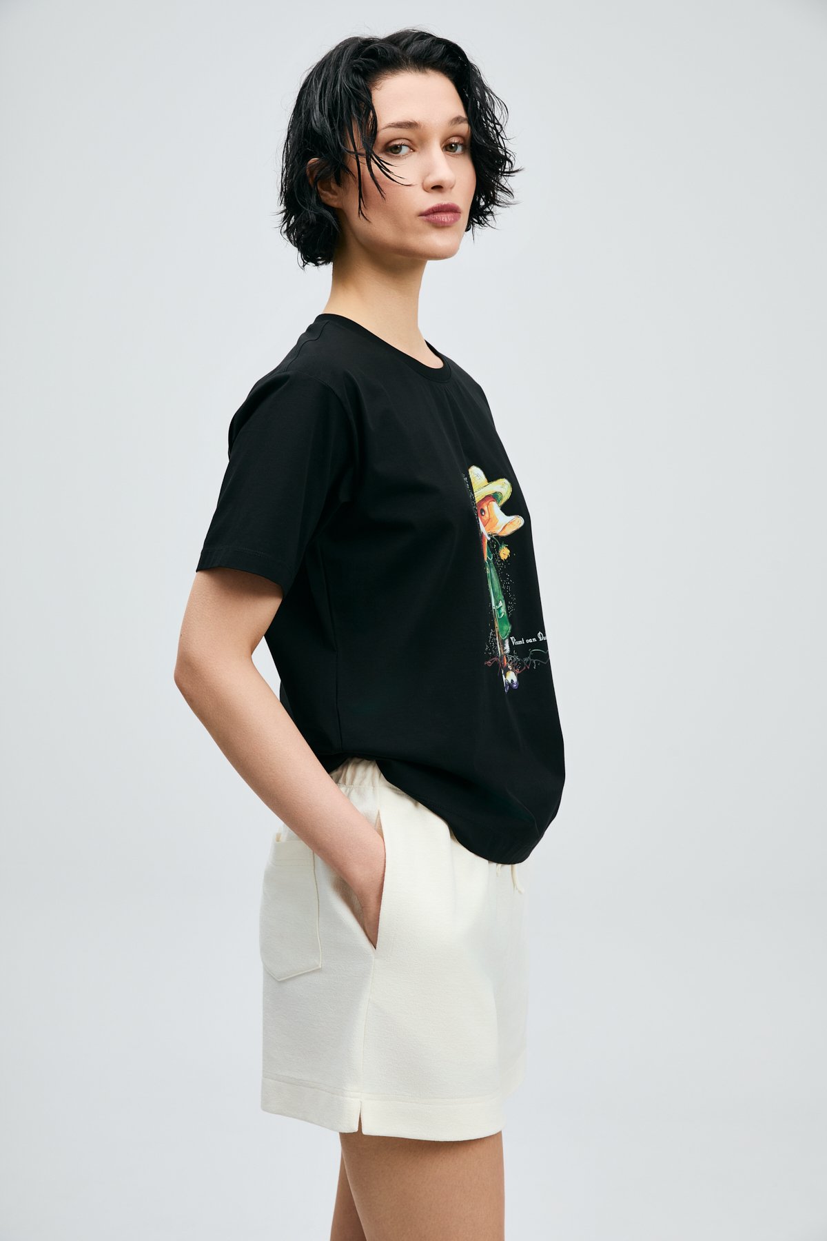 Fame Damen-T-Shirt Schwarz - LUFIAN (1)