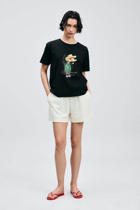 Fame Damen-T-Shirt Schwarz - LUFIAN