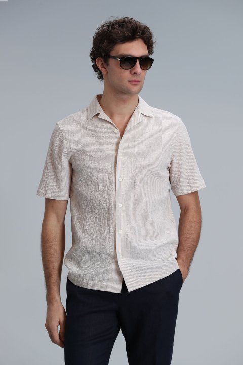 Femer Herren Basic Shirt Regular Fit Beige - LUFIAN