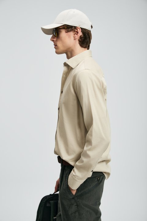 Ferla Herren Basic Shirt Regular Fit Beige - LUFIAN
