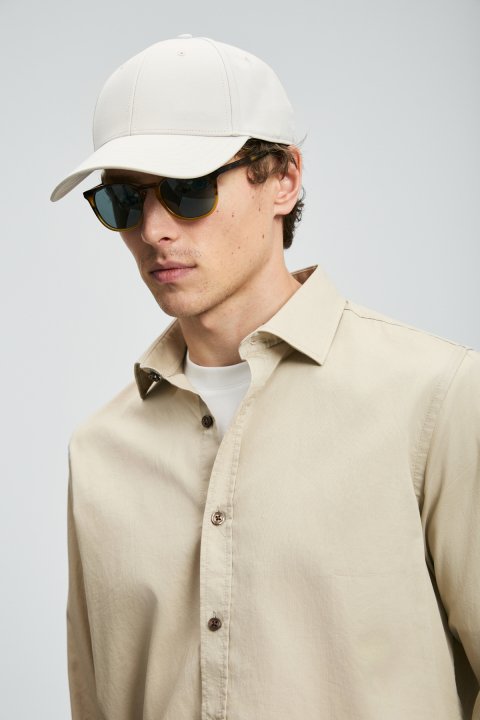 Ferla Herren Basic Shirt Regular Fit Beige - LUFIAN